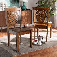 Baxton Studio RH339C-Walnut Wood Scoop Seat-DC Baxton Studio Gervais Modern and Contemporary Transitional Walnut Brown Finished Wood 2-Piece Dining Chair Set